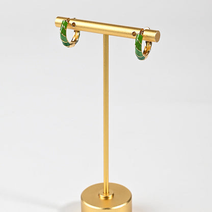 Colorful Enamel Bamboo Hoop Earrings