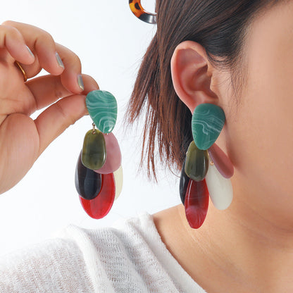 Color Block Geometric Splicing Stud Earring