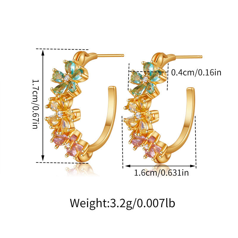 Copper Plated Gold Delicate Butterfly Floral Stud Earrings