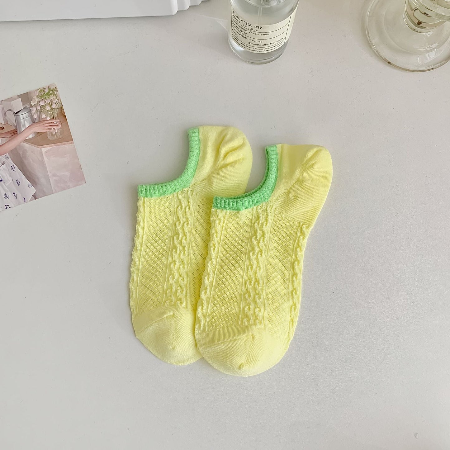 Color Block Sweet Simple Low Ankle Socks