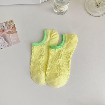 Color Block Sweet Simple Low Ankle Socks