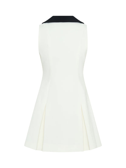 Lapel Mental Buttons Sleeveless Mini Dress