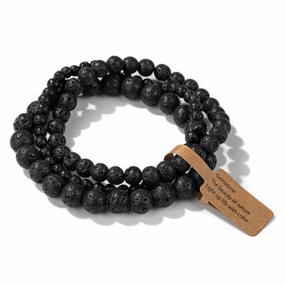 3Pcs Simple Stretch Beaded Bracelet Set