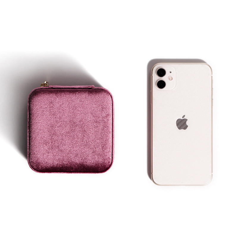 Plush Solid Color Travel Jewelry Case
