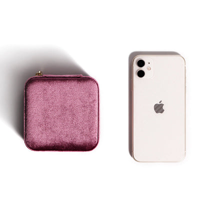 Plush Solid Color Travel Jewelry Case