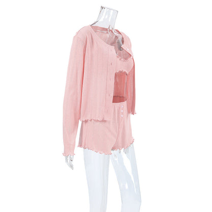 3PCS Solid Color Knit Homewear Sets