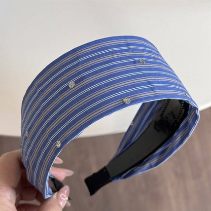 Plaid Rhinestone Simple Wide Headbands