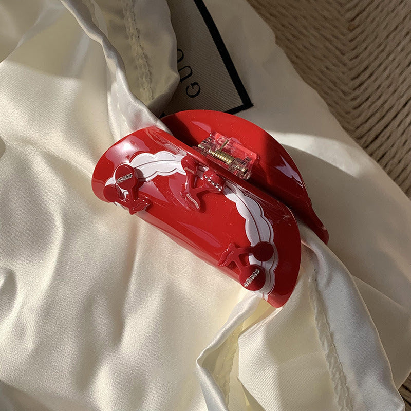 Simple Red Cherry Acetate Hair Claw