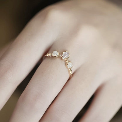 Elegant Round Moonstone Stud Earring