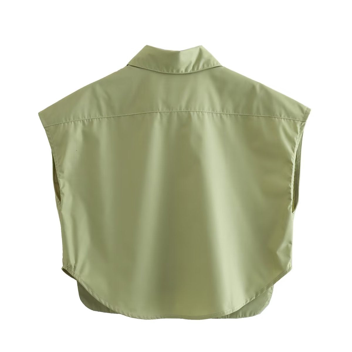 Pockets Irregular Lapel Sleeveless Shirts