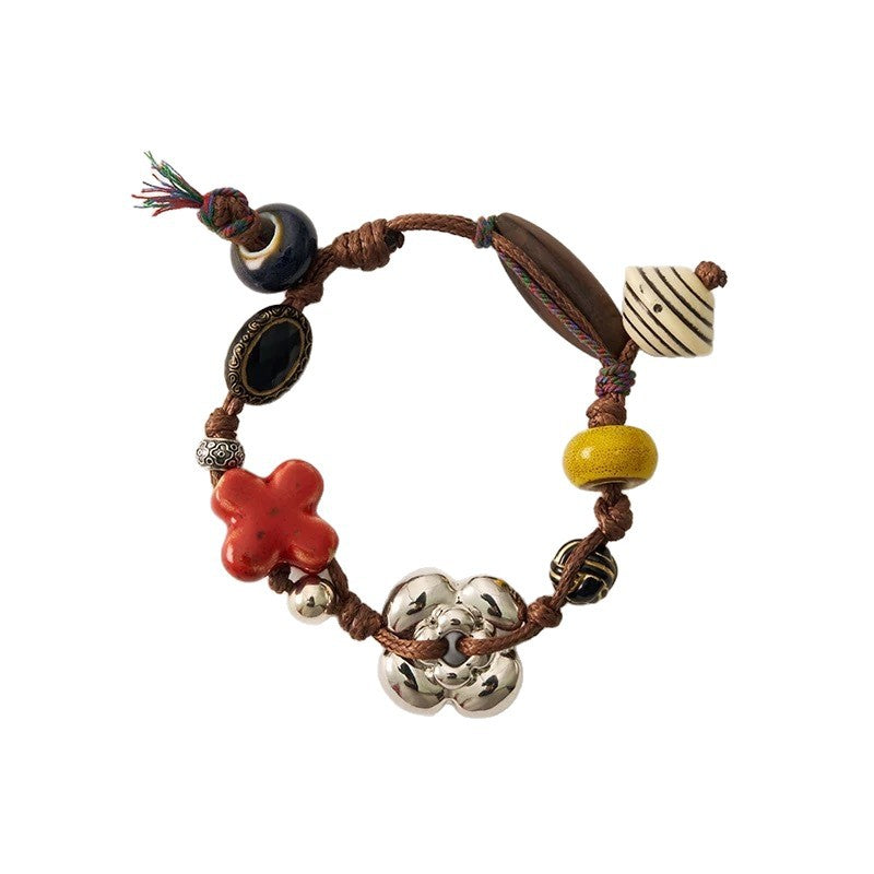 Boho Four-Leaf Clove Bead Braided Bracelet