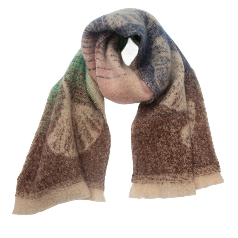 Leaf Print Gradient Color Scarves