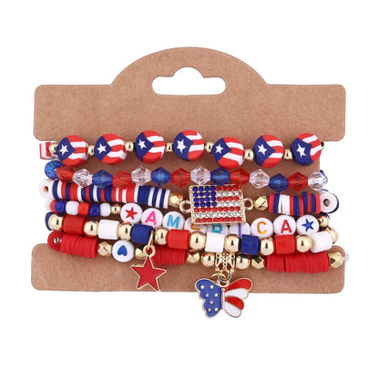 American Flag Multi-Layered Beaded Bracelet