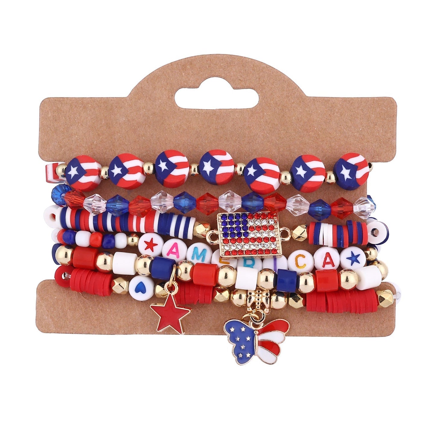 American Flag Multi-Layered Beaded Bracelet