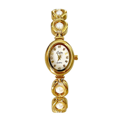 Vintage Pearl Elegant Oval Watch