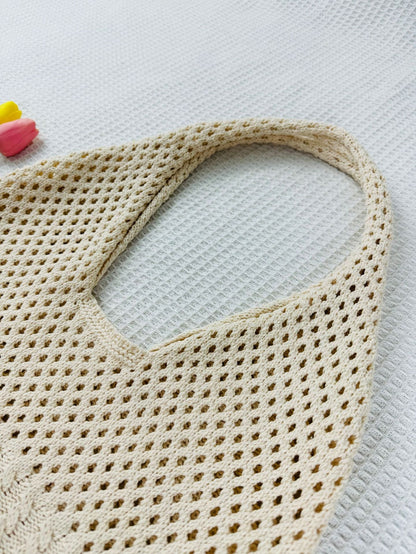 3+ Love Print Hollow Out KNit Shoulder Bag