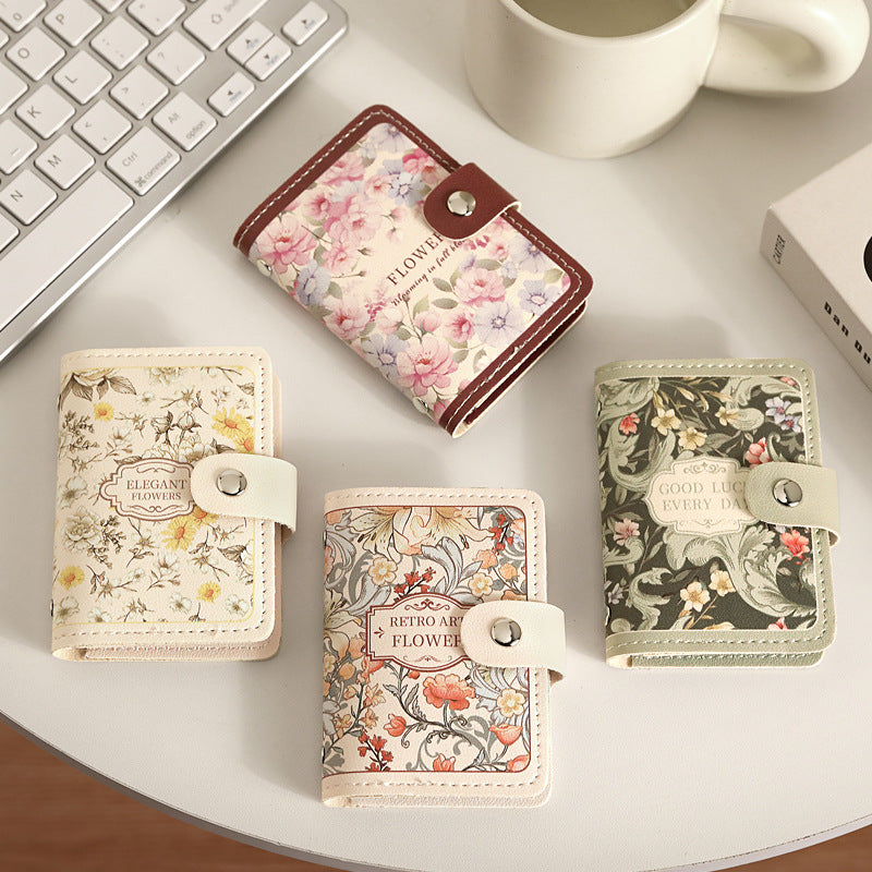 Vintage Floral Leather Card Cases