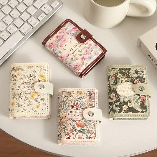 Vintage Floral Leather Card Cases