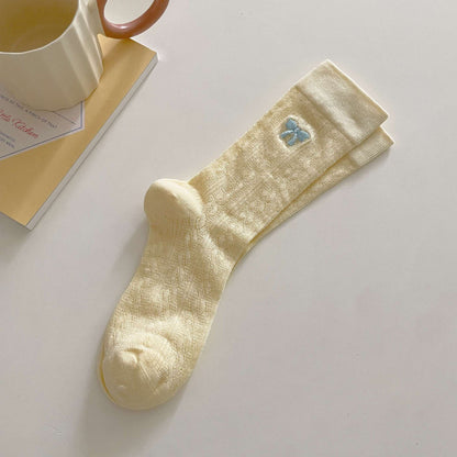 Embroideried Bow Breathable Thin Socks