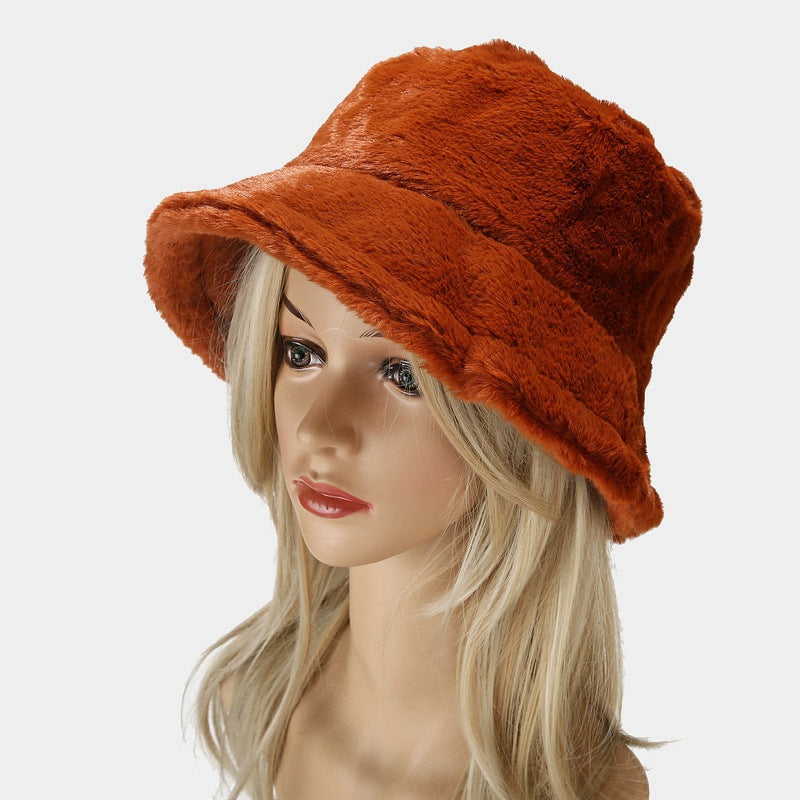 Simple Solid Color Thicken Winter Bucket Hat