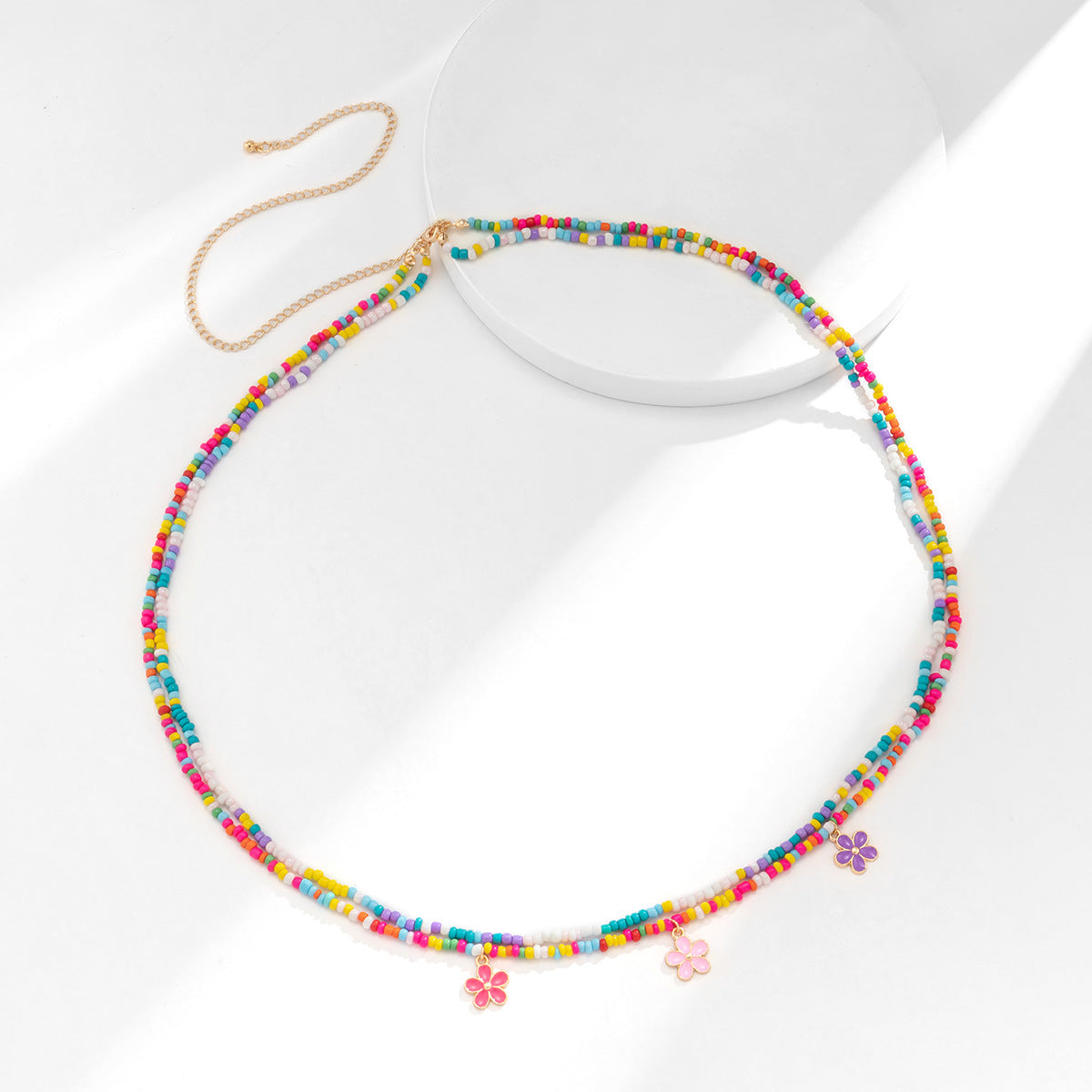 Colorful Bead Braided Flower Waist Chain