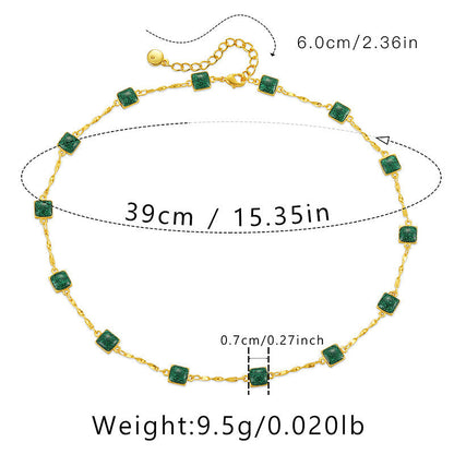 Bohemian Emerald Small Square Choker Necklace