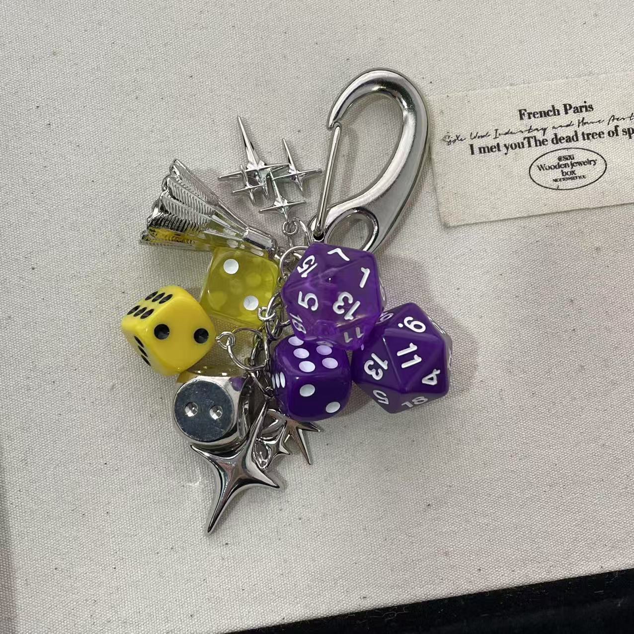 Simple Dice Star Braided Keychain Bag Charm