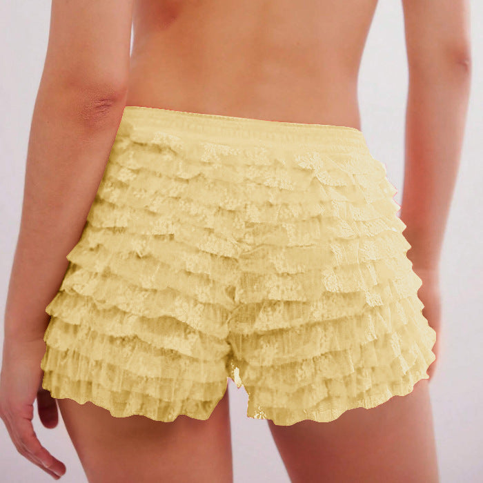 Ruffle Solid Color Low Waist Shorts