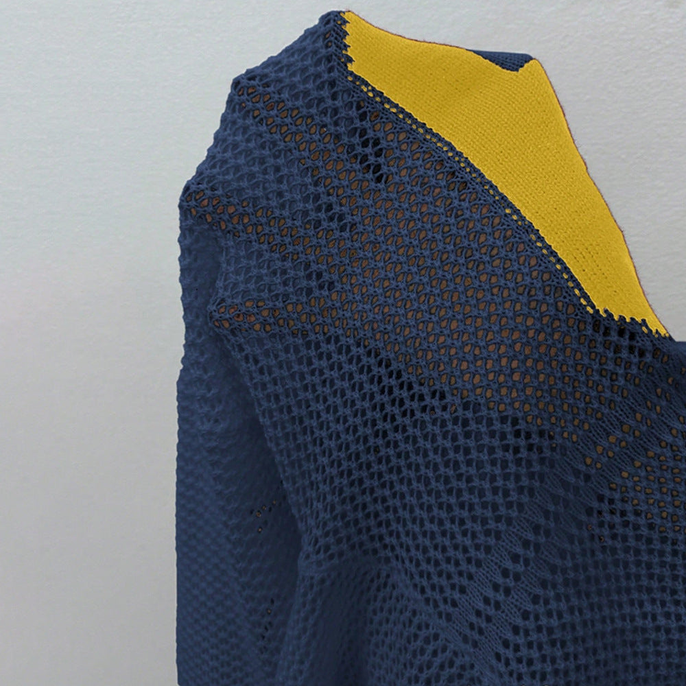 Trendy Number Crochet Hollow Out Knit Sweater