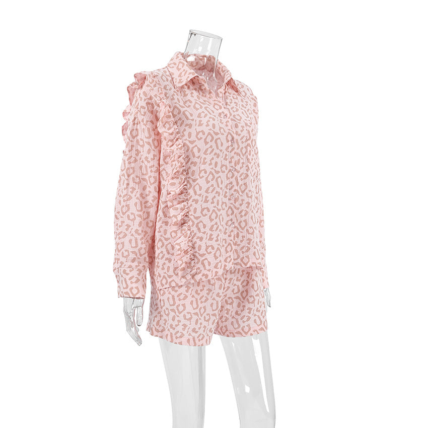 Leopard Print Flounce Homewear Sets