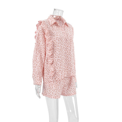 Leopard Print Flounce Homewear Sets