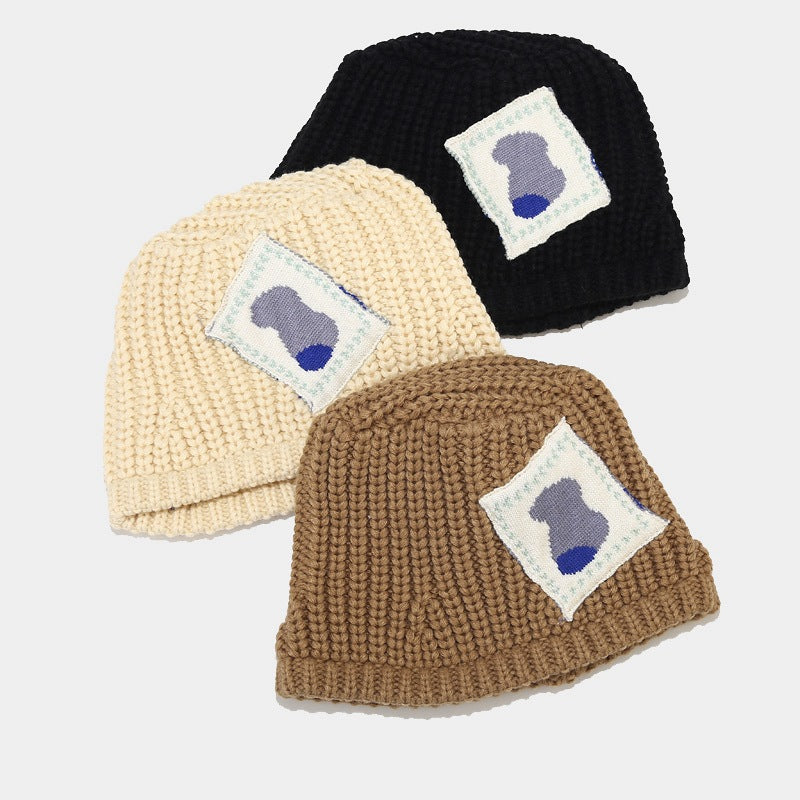 Patch Pattern Crochet Knit Bucket Hat