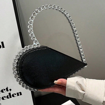 Love Shaped Rhinestone Elegant Party Handbag