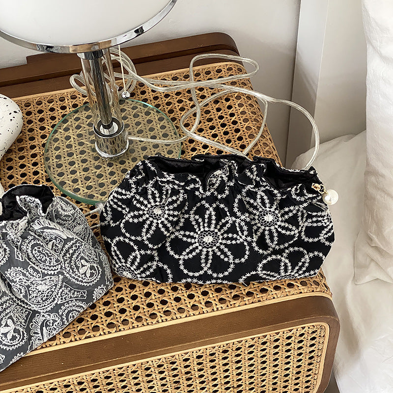 Floral Embroidered Lace Cosmetic Bag