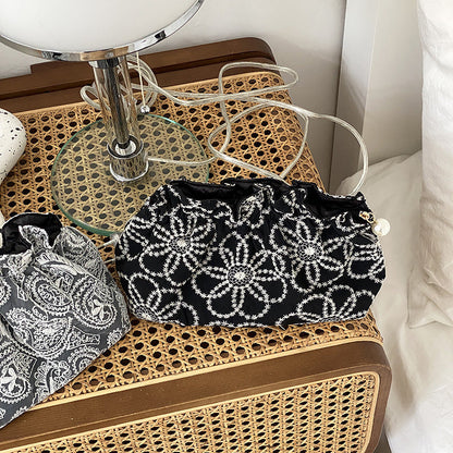 Floral Embroidered Lace Cosmetic Bag