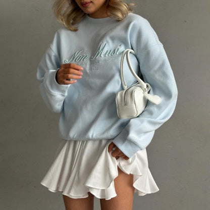 Letter Embroideries Loose Hoodie
