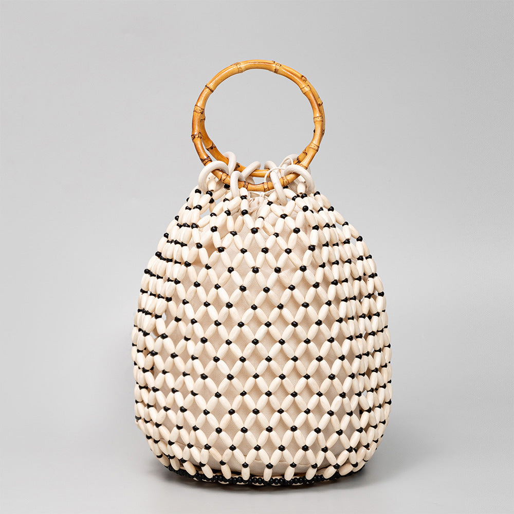 Handmade Wooden Bead Bucket Bag