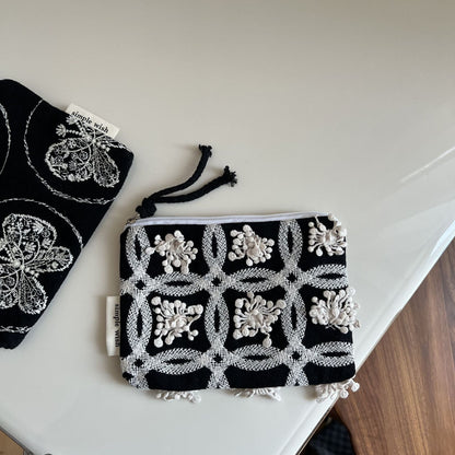 Color Block Embroidered MIni Portable Wallets