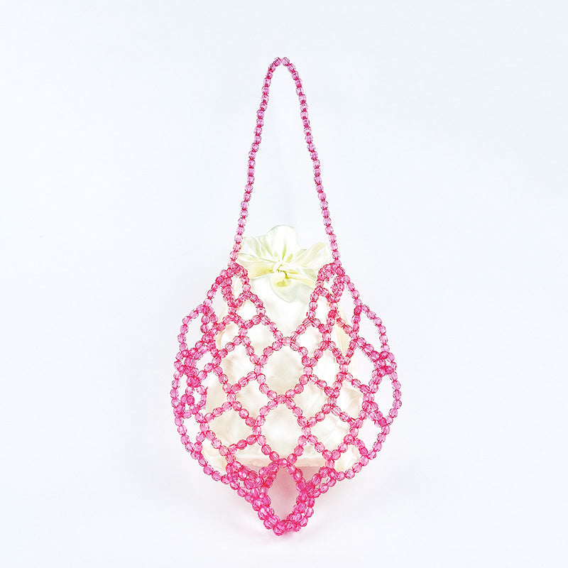 Pink Beads Hollow Out Shoulder Bags
