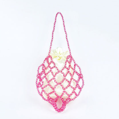 Pink Beads Hollow Out Shoulder Bags