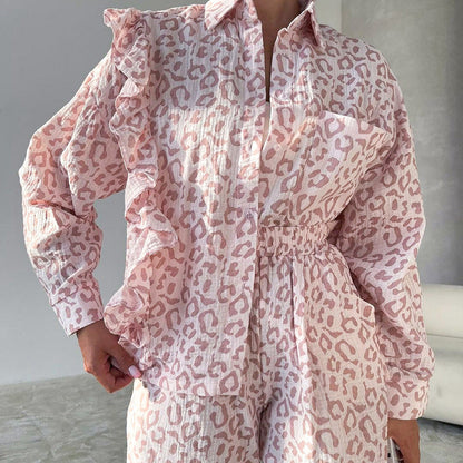 Leopard Print Flounce Homewear Sets