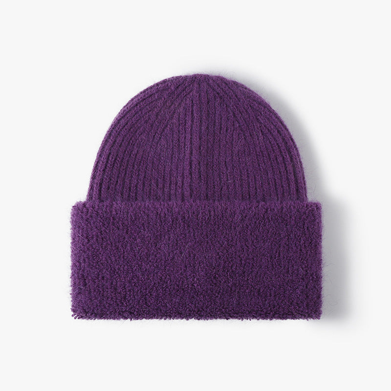 Solid Color Knit Hat High Flap Beanie