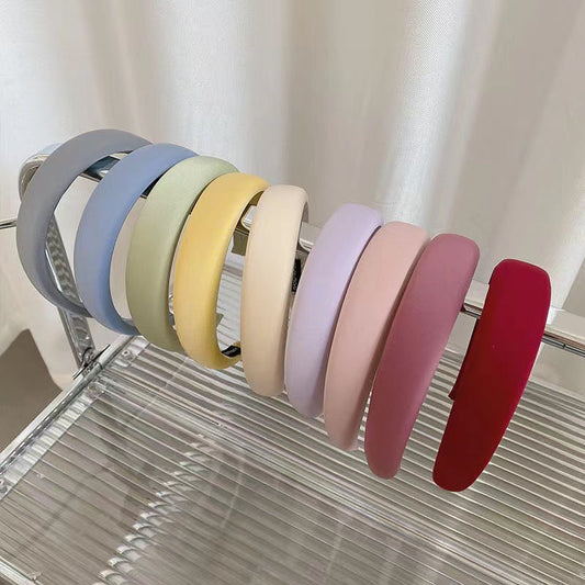 Solid Color Sponge Padded Satin Headbands