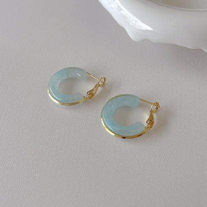 Candy Color Metal Geometics Hoop Earrings