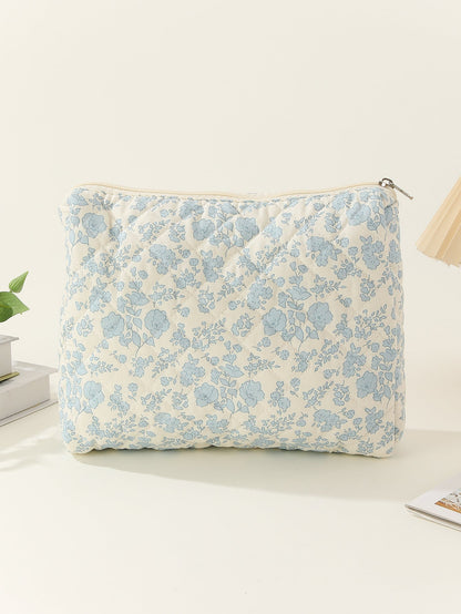 Midi Floral Print Quilted Make Up Bag
