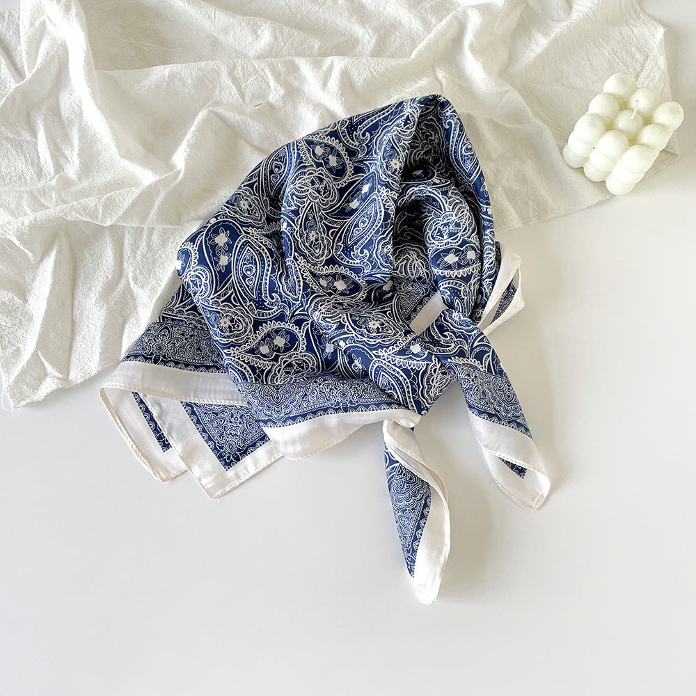 Vintage Paisley Pattern Square Satin Scarf