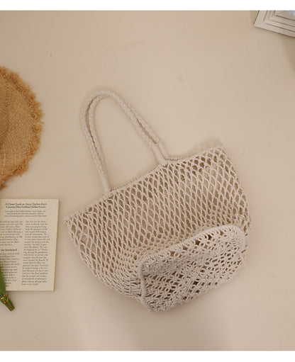 Simple Solid Color Casual Woven Shoulder Bag