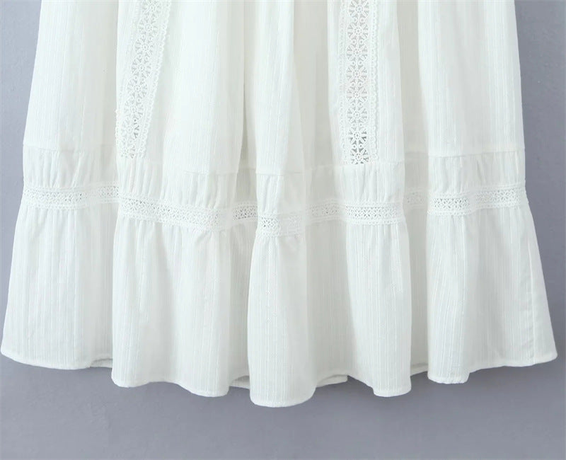 White Lace String Tie Flounce Sweet Set