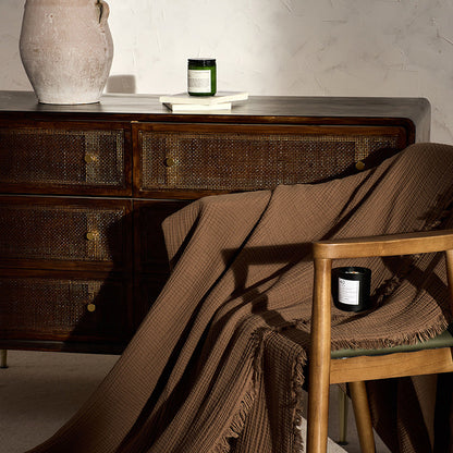 Retro Tassel Solid Color Soft Knit Blanket