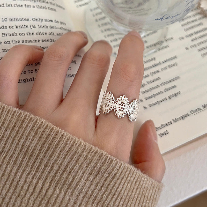 Vintage Lace Hollow Out Silver Rings
